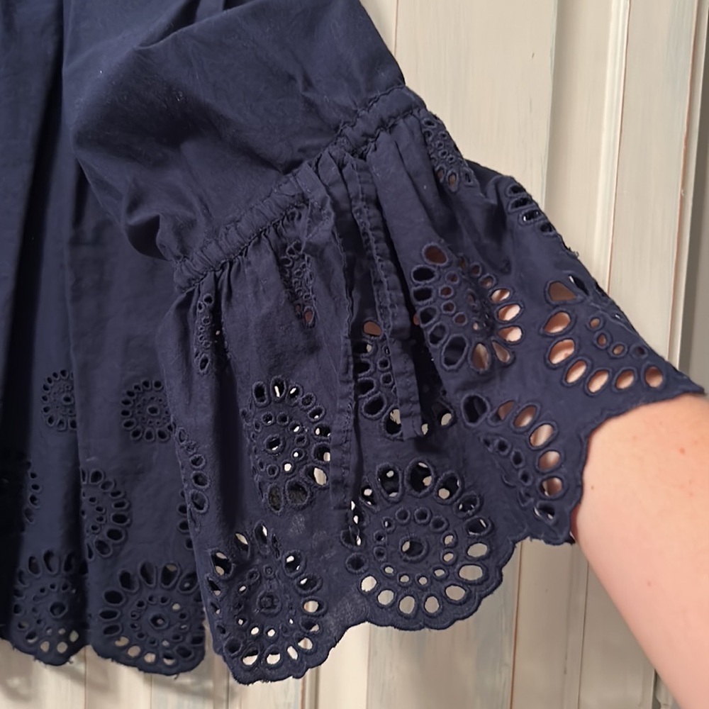 Navy Eyelet Button Down - image 2